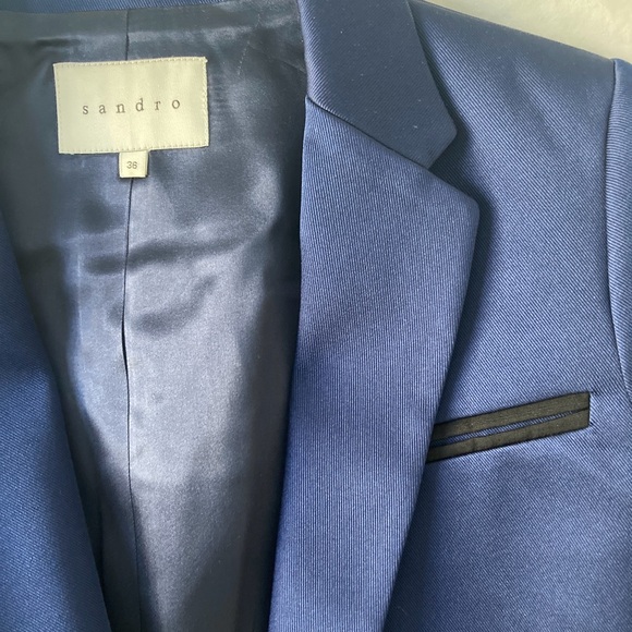 Sandro Royal Blue Blazer with Black Trim - Picture 2 of 5